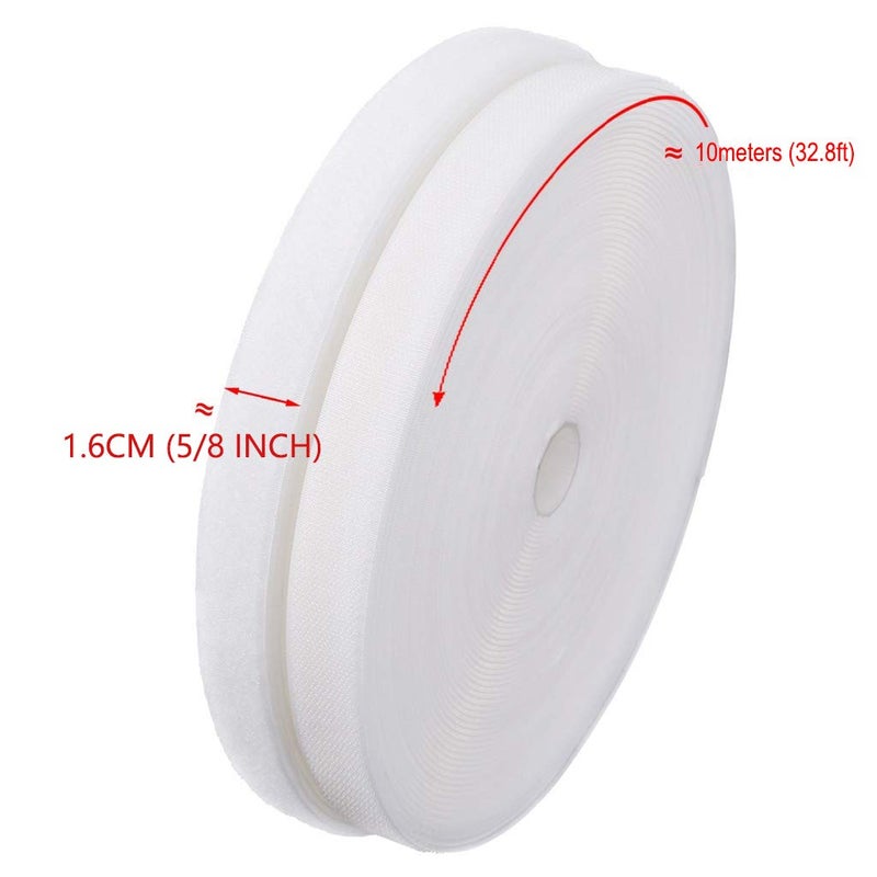 IHKFILAN 5/8'' Width x 10Meters Length White Sew On Hook and Loop Tape Fastening Nylon Fabric Tape (White, 5/8 Inch x 10 Meters) - Image 2
